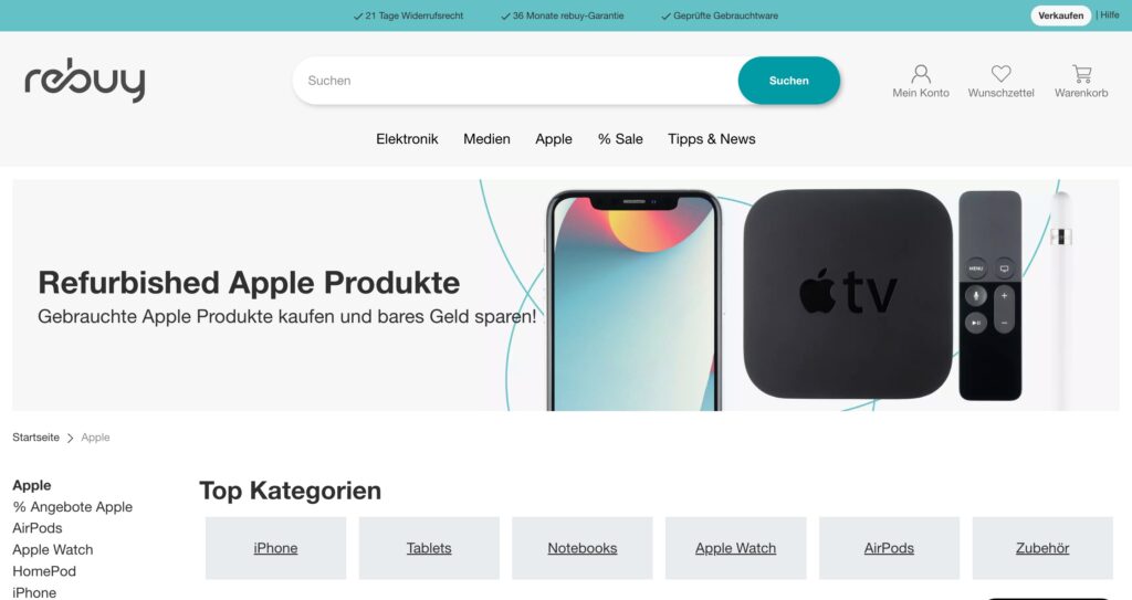 Apple Produkte sind ein Bestseller bei rebuy.de